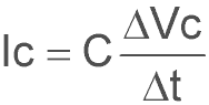 формула тока конденсатора во время переходного периода