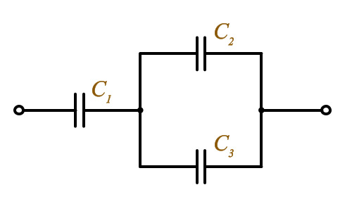 Схема смешанного соединения конденсаторов